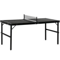 SPORTNOW Set de tenis de masă, pliabil, încuietoare și mâner, cadru din aluminiu, 152x76x72 cm, Negru(m-7)