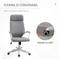 Vinsetto Scaun de Birou Pivotant Inaltime Reglabila Tetiera si Balansoar Gri(m-6)