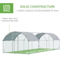 PawHut Walk In Chicken Run Galvanised Chicken Coop Hen Poultry House Cage Pet Playpen Garden with Water-Resist Covers(m-6)