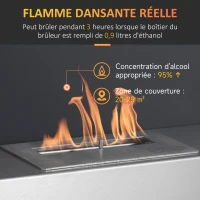HOMCOM Cheminée bioéthanol Murale encastrable brûleur 0,9 L, environ 3 h de durée de combustion 60L x 22l x 40H cm noir(m-4)