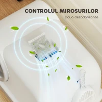 PawHut Litieră pentru Pisici cu Capac, Litiere Pisici cu Tavă și Lopățică Inclusă, Saci Deodorant, Ușor de Curățat, Alb și Gri(m-6)