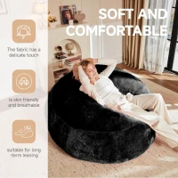 5-Foot Bean Bag Sofa Chair with Easy-Care Cover and Sustainable Filling, Ultra-Soft Lounger for Pressure-Relieving, 120L x 120W x 60H cm, Black(m-4)