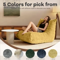 Chenille Bean Bag Lazy Sofa with High-Rebound Sponge, Ergonomic Soft Chair for Family, Children and Pets, 110L x 90W x 67H cm, Yellow(m-5)