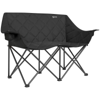 Outsunny Scaun pliabil 2 locuri, scaun de camping pliabil cu geantă de transport, outdoor, suportă până la 250 kg, 145 x 60 x 92 cm, Negru