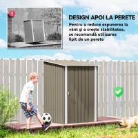 Outsunny Magazie de Grădină 0,92m² din Oțel Galvanizat, Depozit pentru Unelte cu Ușă Blocabilă, Acoperiș Înclinat, 100x104x160 cm, Maro și Alb(m-6)
