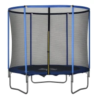 HOMCOM Trambulină cu plasă de siguranță, trambulină de grădină pentru interior și exterior, trambulină fitness pentru adolescenți și adulți, oțel, Albastru+Negru, până la 113,6 kg, Ø244 x 240H cm(m-5)