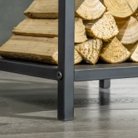 Outsunny Porte bûches - Range bûches Serviteur de cheminée Colonne - Multi Accessoires dim. 34L x 34l x 111H cm métal Noir(m-9)