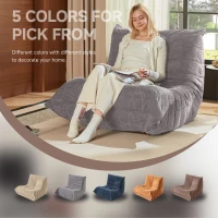 Soft Corduroy Floor Chair with Neck, Lumbar Support and Deep Seat, Skin-Friendly Sofa with Anti-Slip Base, 105L x 95W x 85H cm, Light Gray(m-5)