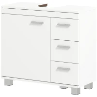 HOMCOM Dulap sub lavoar, 2 rafturi, 3 sertare, structură MDF, Alb(m-6)