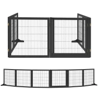 PawHut Barrière de sécurité pour chien barrière pliable à 6 panneaux avec pieds amovibles 432 x 36 x 70 cm noir(m-12)
