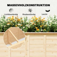 Outsunny Houten hoogbed 152 x 77 x 77 cm verhoogd diep kruidenbed met open bodem en verstevigingsstangen(m-9)