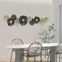 HOMCOM Imagine de perete, decorațiune de perete cu ramă metalică, stil modern, Negru+Auriu(m-5)