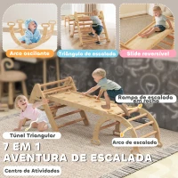 AIYAPLAY Triângulo de Escalada 7 em 1 com Arco e Rampa Escalada para Crianças de Madeira Dobrável para 18-48 Meses 188x70 cm Madeira(m-4)