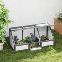 PawHut Cutie pentru țestoase, țarc exterior pentru țestoase, design fără podea, ușor de deschis, adăpost pentru țestoase, Alb(m-2)