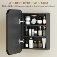 HOMCOM Spiegelschrank Bad, Badezimmerschrank mit Spiegel, Verstellbarem Regal, 40,2 x 10,2 x 50,9 cm, Schwarz(m-5)