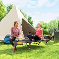 Outsunny Pat de câmp pliabil Pat de camping cu geantă de transport 200 x 100 x 36 cm până la 120 kg extra lat Negru(m-4)