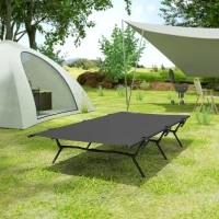 Outsunny Pat de câmp pliabil Pat de camping cu geantă de transport 200 x 100 x 36 cm până la 120 kg extra lat Negru(m-5)