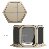 Outsunny cort pop-up pentru camping, portabil, protecție UPF50+, laterale cu plasă, sârmă de oțel, Khaki(m-3)