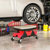 HOMCOM Taburet de atelier cu roți suprafață de depozitare 35cm înălțime taburet rulant până la 135 kg Gri(m-4)