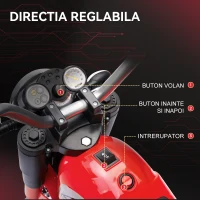 HOMCOM Motocicleta Electrica pentru Copii 3 Roti Lumini Sunete Baterie 6V Viteza 2km/h(m-4)