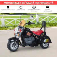 HOMCOM Motoreta Electrica pentru Copii 3-6 ani cu 3 Roti 6V, Negru(m-8)