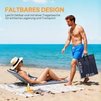 Outsunny Sonnenliege klappbar Gartenliege mit Kopfkissen Liegestuhl mit 5-Fach verstellbare Rückenlehne Tragetasche Blau(m-7)