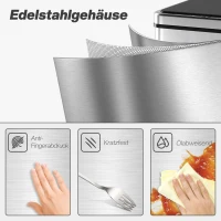 HOMCOM Sensor Mülleimer 40L Edelstahl Automatischer Mülleimer mit Soft-Close-Deckel Bewegungssensor 35,5 x 26 x 55 cm Silber(m-6)
