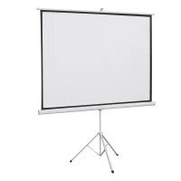 HOMCOM Ecran de Proiecție 84 inch cu Stativ, Suprafață de Proiecție 4:3, Pliabil și Reglabil pe Înălțime, 171x128 cm, Alb(m-10)