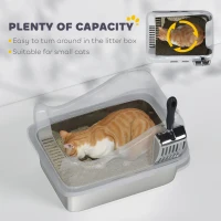 PawHut Stainless Steel Cat Litter Box with High Sides, Metal Scoop, 43 x 33 x 25 cm(m-5)