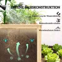 Outsunny Houten hoogbed 152 x 77 x 77 cm verhoogd diep kruidenbed met open bodem en verstevigingsstangen(m-7)
