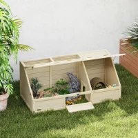 PawHut Cutie pentru țestoase, țarc pentru țestoase de exterior, design fără podea, ușor de deschis, adăpost pentru țestoase, natural(m-2)