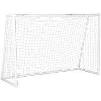 SPORTNOW Poartă de fotbal, plasă robustă, cadru din plastic, țăruși, 300L x 120B x 200H cm, Alb(m-1)