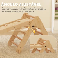 AIYAPLAY Triângulo de Escalada 7 em 1 com Arco e Rampa Escalada para Crianças de Madeira Dobrável para 18-48 Meses 188x70 cm Madeira(m-6)