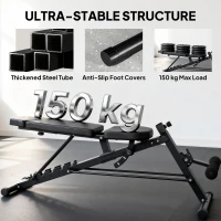 SPORTNOW Banc de musculation multifonctionnel, banc incliné et plat réglable avec dossier 6 positions, assise 3 positions, Noir(m-4)