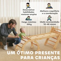 AIYAPLAY Triângulo de Escalada 7 em 1 com Arco e Rampa Escalada para Crianças de Madeira Dobrável para 18-48 Meses 188x70 cm Madeira(m-8)
