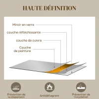 HOMCOM Miroir verrière arche style industriel fenêtre arcade métal 110 x 65 cm doré(m-5)