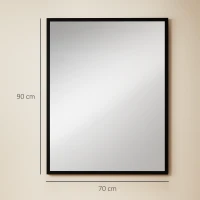 HOMCOM Espejo de Baño 70x90 cm Espejo de Pared Decorativo para Salón Entrada Pasillo Horizontal o Vertical Negro(m-3)