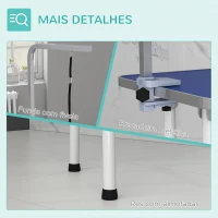 PawHut Mesa de Tosquia para Cães Dobrável com Braço Ajustável entre  60-104 cm e Bancada de Borracha Antiderrapante 81x48,5x80 cm Azul(m-8)