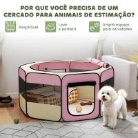 PawHut Parque Dobrável para Cães e Gatos Cercado Portátil para Animais Pequenos em Tecido Oxford Impermeável com 2 Portas Ø120x58 cm Rosa(m-4)