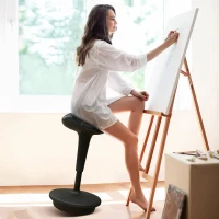 Vinsetto Taburet de birou cu funcție de rotație, taburet ergonomic, reglabil pe înălțime 65,5-83,5 cm, înclinat 120°, Negru(m-4)