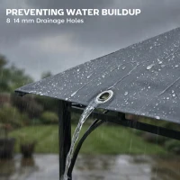 Outsunny Pavillon 3,2x3,2 m Stabil Winterfest Gartenpavillon mit ausziehbaren Dachüberstand, Doppeldach Dunkelgrau(m-8)