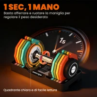 SPORTNOW Set Manubri Pesi Regolabili e Antiscivolo 2-10 kg con Base, in Acciaio, 29.5x13.6x13.6 cm, Multicolore(m-5)