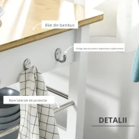 Homcom Carucior Bucatarie Mobil Alb Bambus cu Sertar & Raft(m-7)