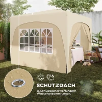 Outsunny 3 x 3 m Pavillon, Pop-up Gartenzelt mit Seitenwänden und Tragetasche, UPF50+, höhenverstellbar, Sand(m-6)