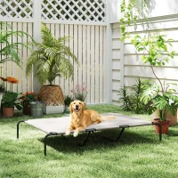 PawHut Lettino per Cani Grandi Rialzato da Esterno in Acciaio e Rete Traspirante, 152x94x23 cm, Beige(m-8)