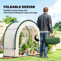 Outsunny Foldable Small Greenhouse, Portable Green House Mini Greenhouse with Zipper Door, PE Base, 200 x 80 x 164 cm, Green(m-4)