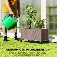 Outsunny kunststof verhoogde bak, zelfbewaterende plantenbak met afvoergaten en stopjes(m-4)