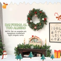 HOMCOM Ghirlanda Natalizia da 60 cm con 146 Rami Innevati, Pigne, Bacche e Palline, Verde(m-6)
