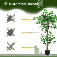 Outsunny Pianta Artificiale Albero del Tè con 546 Foglie Realistiche e Vaso Cemento 120 cm Verde(m-6)