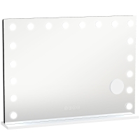 HOMCOM Espelho de Maquilhagem Hollywood com 18 Lâmpadas LED Dimáveis 3 Cores Luz RGB Altifalante Bluetooth Ampliação 10x Branco